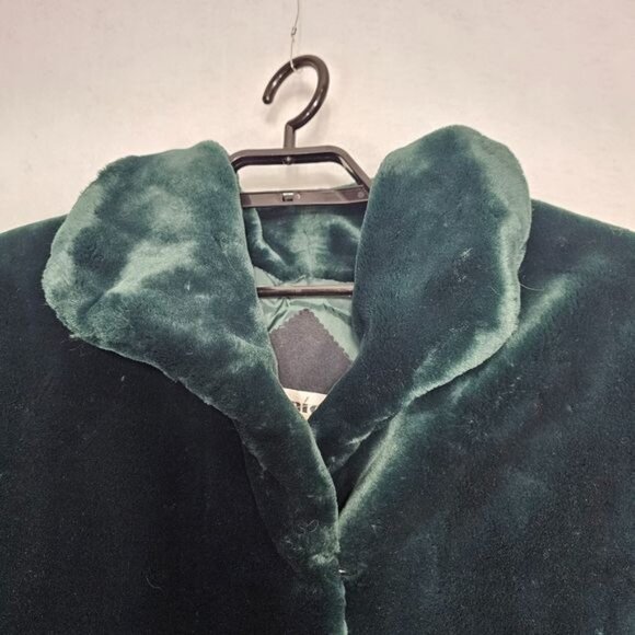 Monica Gray Vintage Green Faux Fur Coat Mid Length Jacket Extra Large - Picture 6 of 13